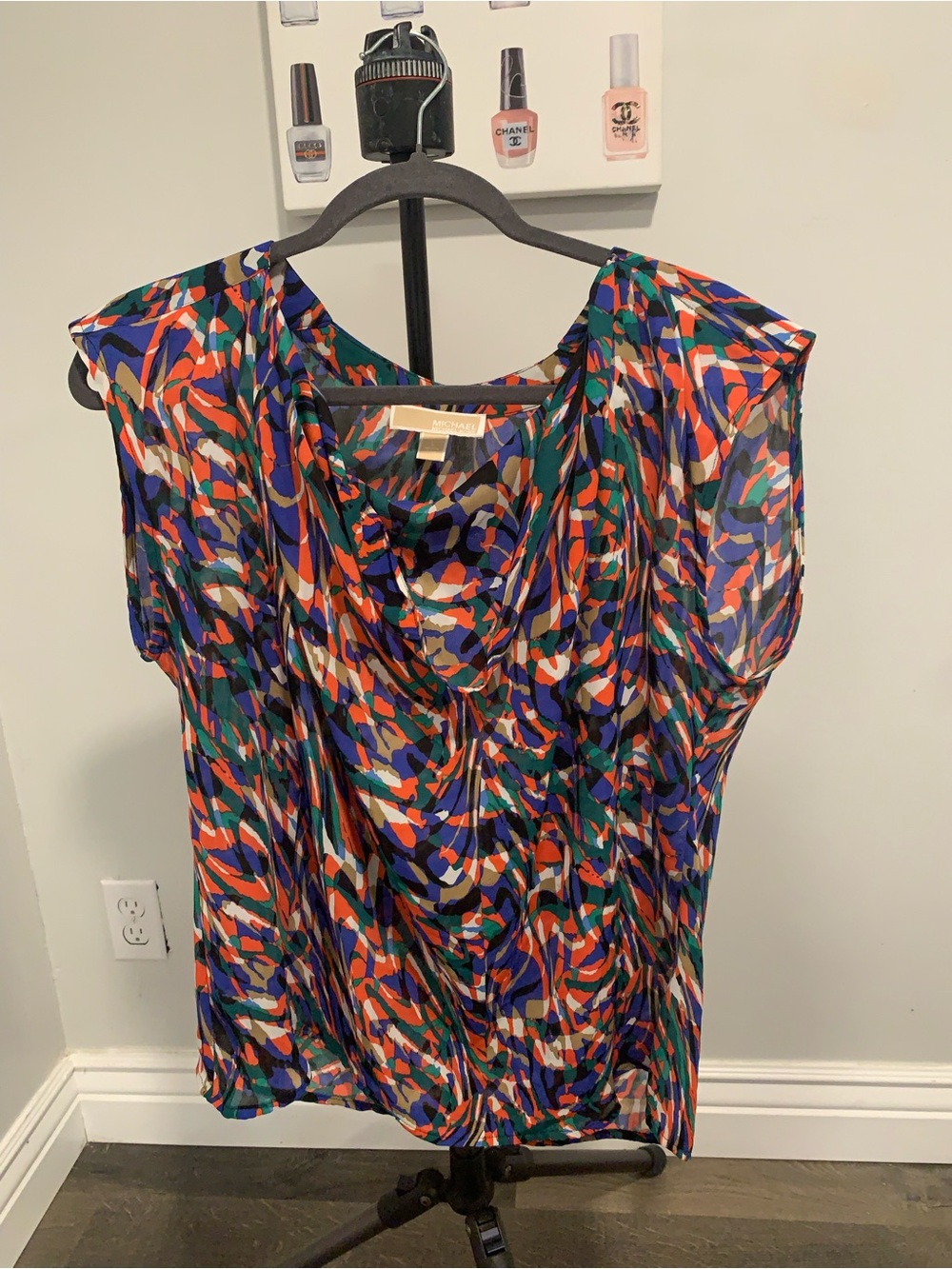 MK Multicolor Abstract Print Blouse - Blue/Green/Red -GB033